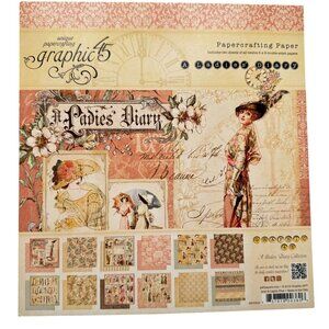 Graphic 45 A Ladies Diary 8x8 Paper Pad 12 Double-Sided Sheets NEW